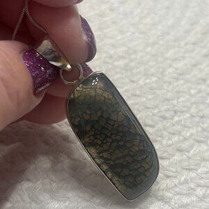 Natural SOLAR AGATE Handmade Sterling 925 Pendant/Chain #326E